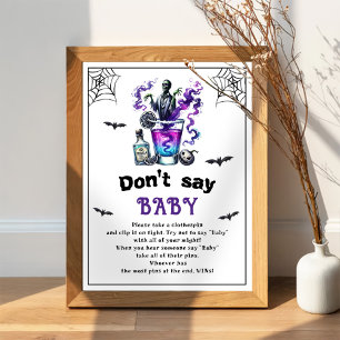 Halloween "Don't Say Baby" Baby Shower Game Poster