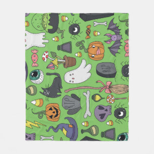 Halloween Doodle: Cute Seamless Concept Fleece Blanket