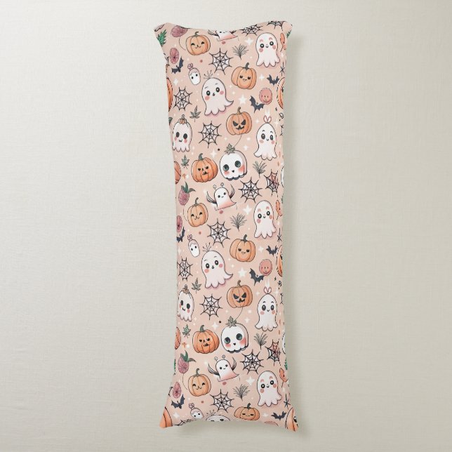 Halloween Doodle Pattern with Ghosts & Pumpkins 2 Body Cushion (Front Vertical)