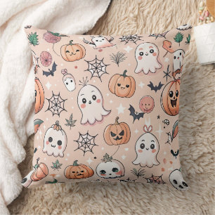 Halloween Doodle Pattern with Ghosts & Pumpkins 2 Cushion