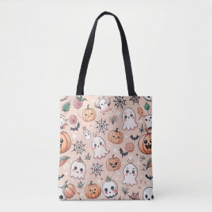 Halloween Doodle Pattern with Ghosts & Pumpkins 2 Tote Bag