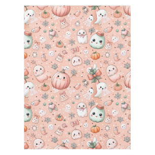 Halloween Doodle Pattern with Ghosts & Pumpkins Tablecloth