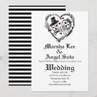 Halloween Doodle Skeleton Couple Wedding