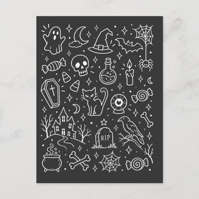 Halloween doodles back postcard (Front)