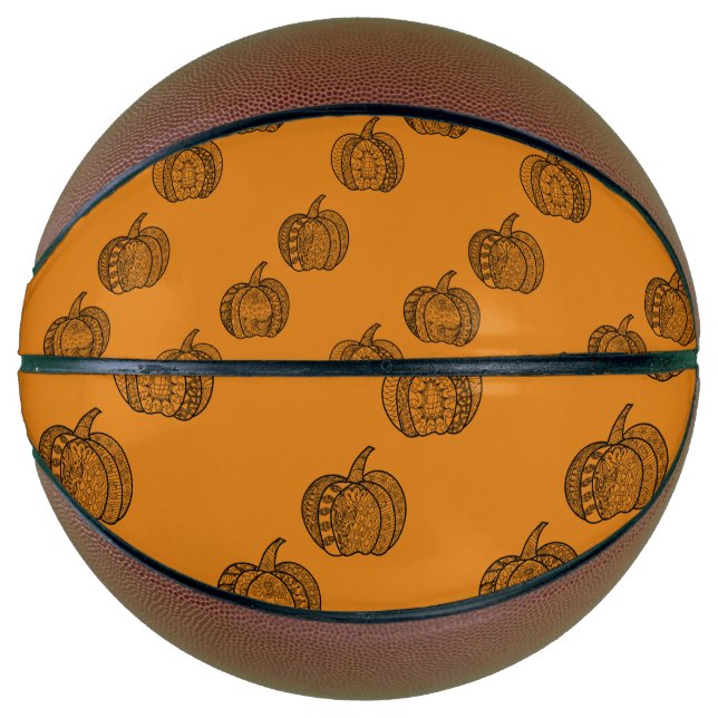 Halloween doodles boho mandala pumpkins Autumn Basketball (Front)