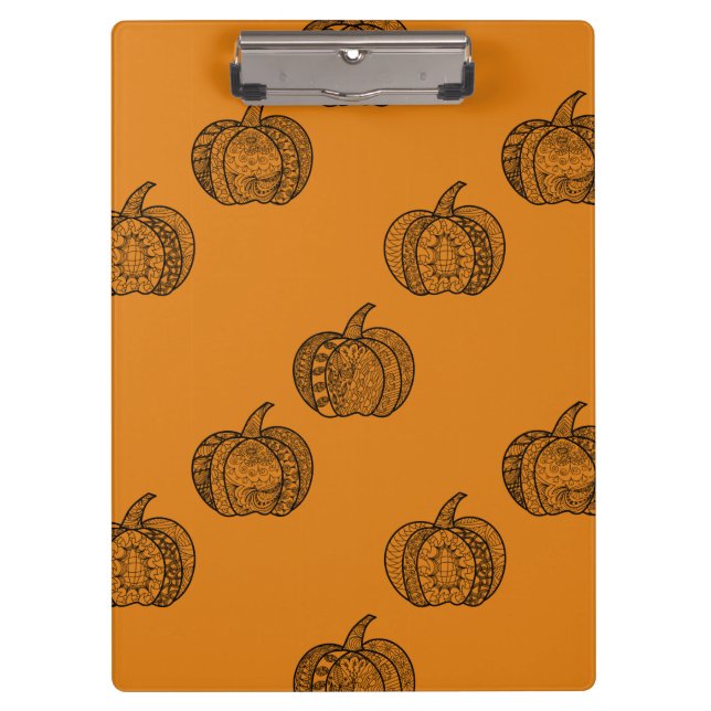 Halloween doodles boho mandala pumpkins Autumn Clipboard (Front)