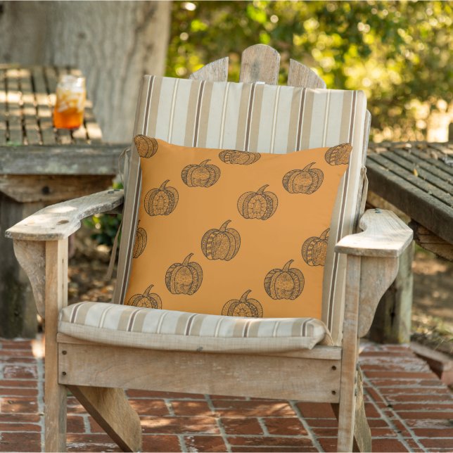 Halloween doodles boho mandala pumpkins Autumn Cushion (Chair)