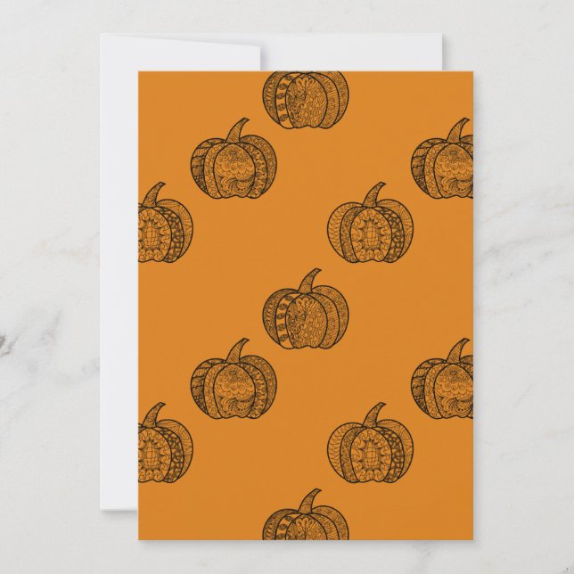 Halloween doodles boho mandala pumpkins Autumn Invitation (Front)