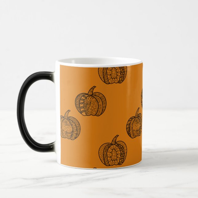 Halloween doodles boho mandala pumpkins Autumn Magic Mug (Left)