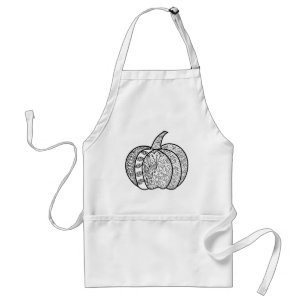 Halloween doodles boho mandala pumpkins Autumn Standard Apron