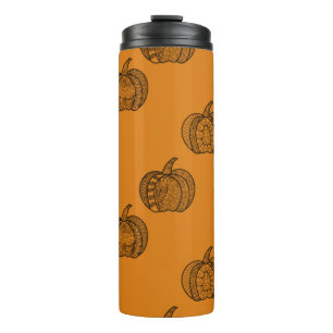 Halloween doodles boho mandala pumpkins Autumn Thermal Tumbler