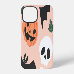 Halloween doodles, pumpkins, bats pattern. iPhone 12 case