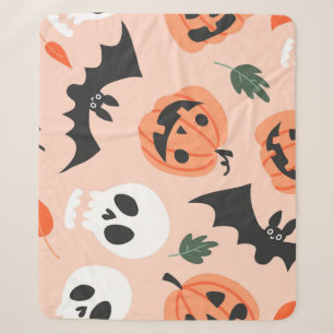 Halloween doodles, pumpkins, bats pattern. sherpa blanket