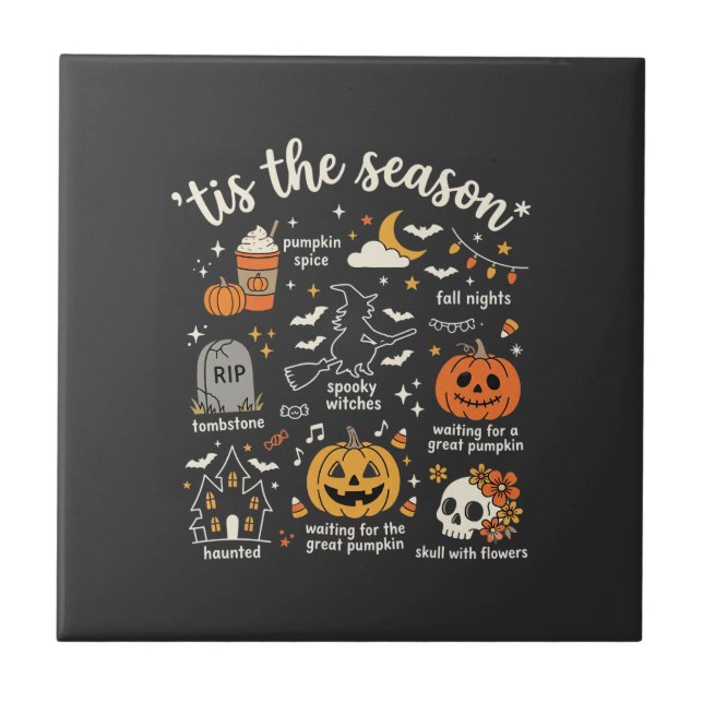 Halloween Doodles Tis the Season Witch Design Tile (Front)