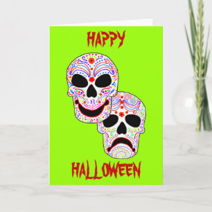 Halloween DOTD Comedy-Tragedy Skulls Card