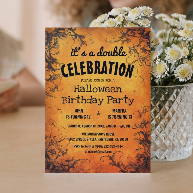 Halloween Double Birthday Party  Invitation (Creator Uploaded)