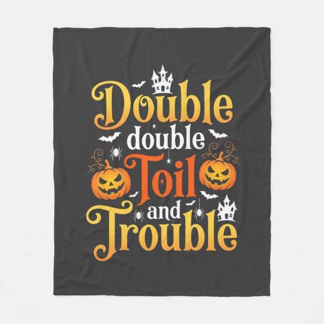 Halloween Double Double Toil and Trouble Witch Fleece Blanket (Front)