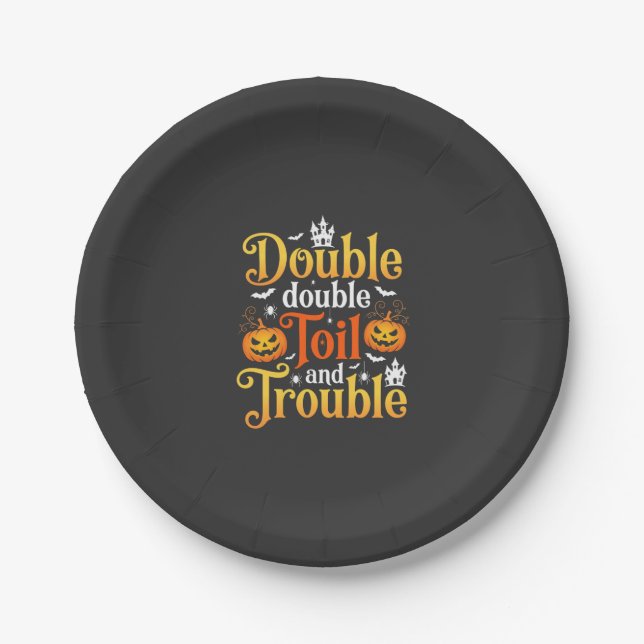 Halloween Double Double Toil and Trouble Witch Paper Plate (Front)
