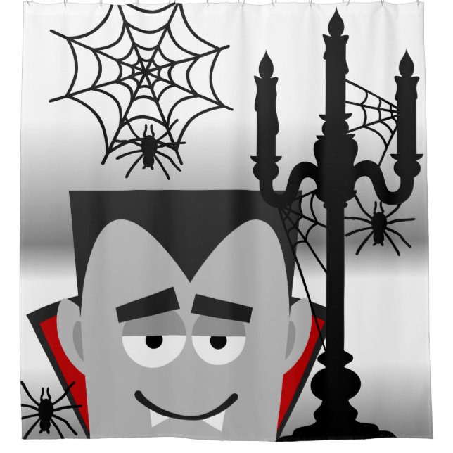 Halloween Dracula Candelabra Spiders Shower Curtain (Front)