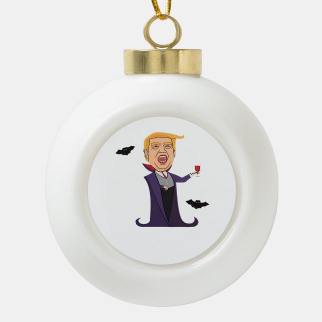 Halloween Dracula  Funny Ceramic Ball Christmas Ornament (Front)