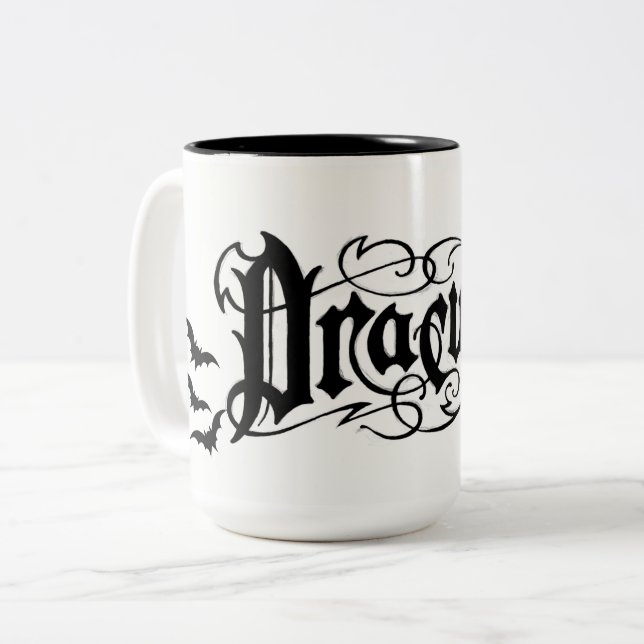 Halloween Dracula Two-Tone Coffee Mug (Front Left)