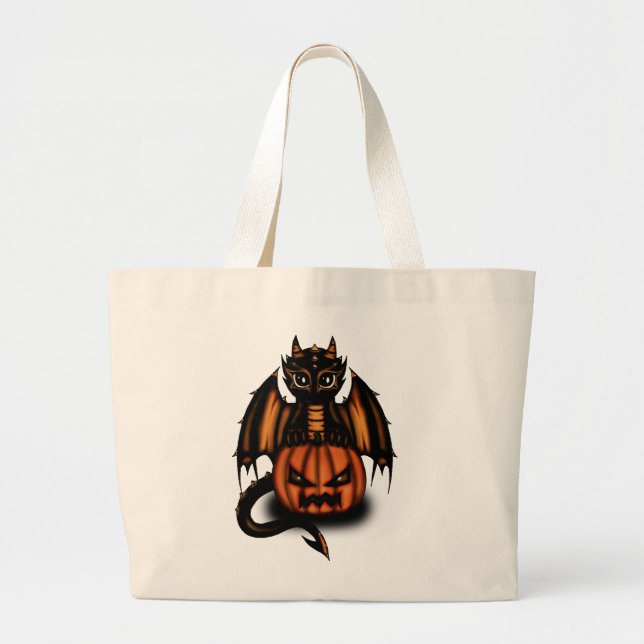 Halloween Dragon Large Tote Bag (Front)