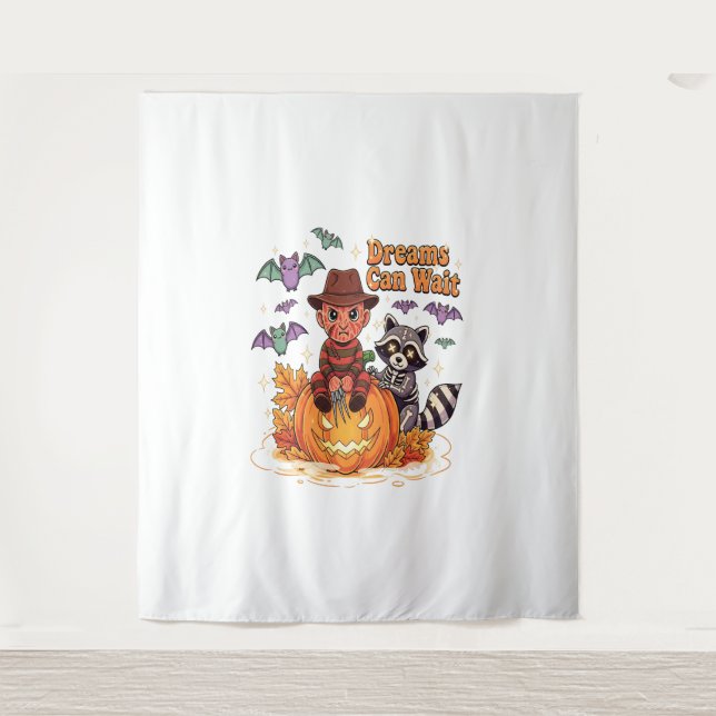 halloween Dreams Can Wait Horror Monster Tapestry (Front)