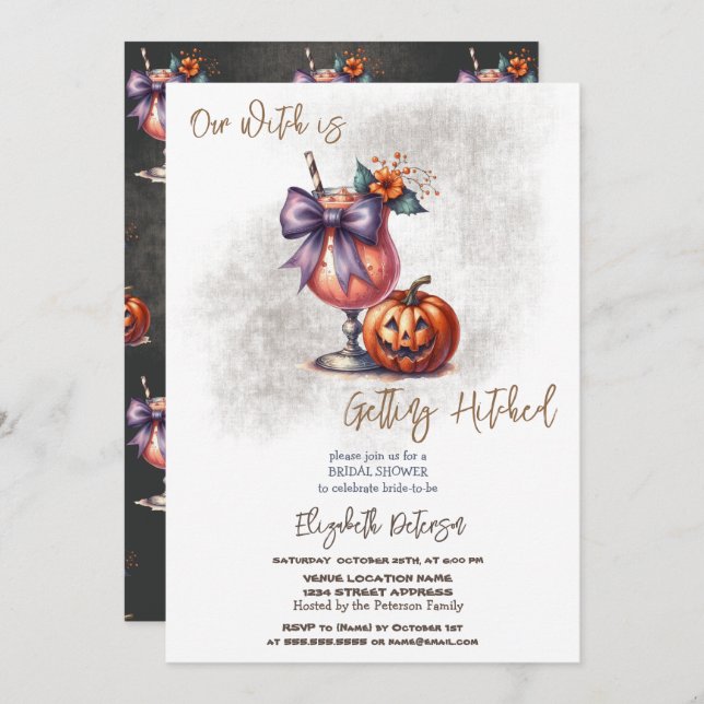 Halloween Drink Pumpkin Bridal Shower Invitation (Front/Back)