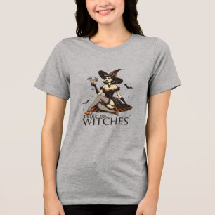 Halloween Drink Up Witches Retro Tri-Blend Shirt