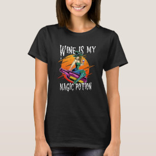 Halloween Drinking Witch Magic Wine Drinker T-Shirt