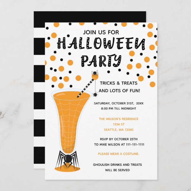 Halloween Drinks Candies and Treats Halloween Invitation (Front/Back)