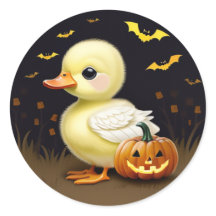 Halloween Duck with Pumpkin Sticker