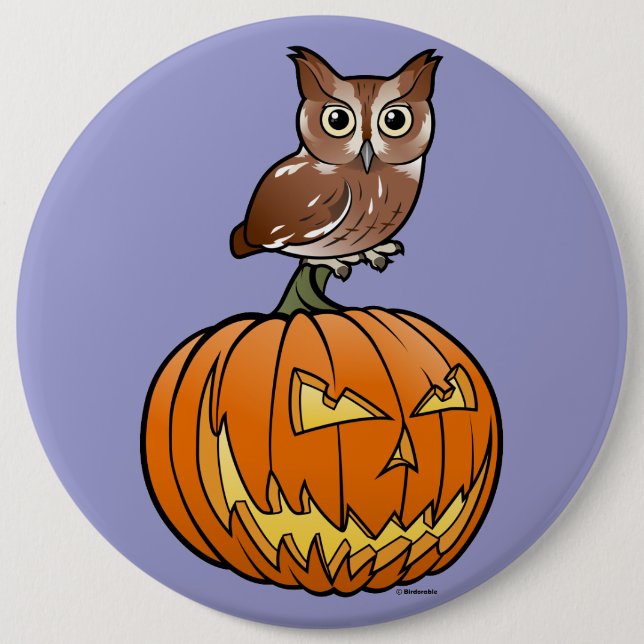 Halloween Eastern Screech Owl 6 Cm Round Badge (Front)