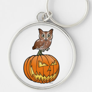 Halloween Eastern Screech Owl Key Ring