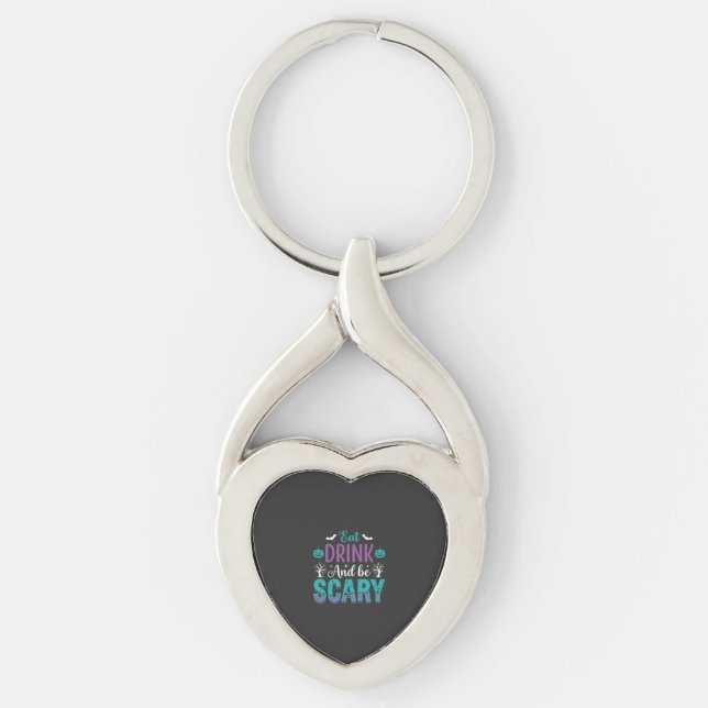 Halloween Eat Drink And Be Scary Design Key Ring (Front)