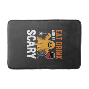 Halloween Eat Drink Be Scary Ghost Design_1 Bath Mat