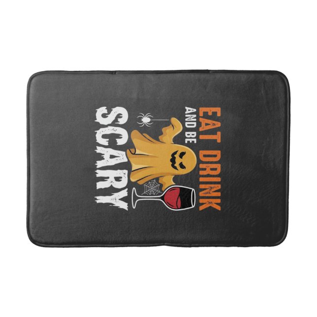 Halloween Eat Drink Be Scary Ghost Design_1 Bath Mat (Front)