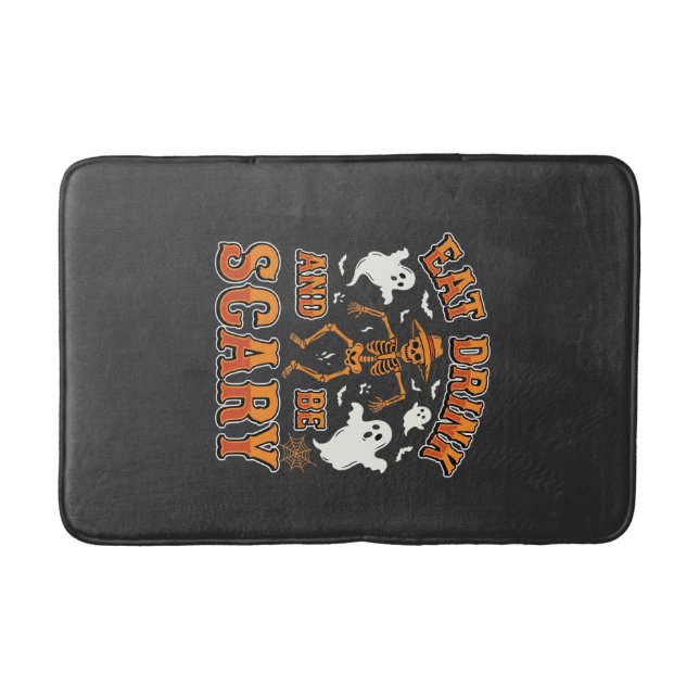 Halloween Eat Drink Be Scary Ghost Design_1 Bath Mat (Front)