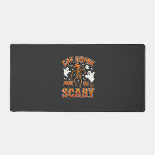 Halloween Eat Drink Be Scary Ghost Design_1 Desk Mat