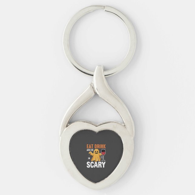 Halloween Eat Drink Be Scary Ghost Design_1 Key Ring (Front)