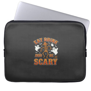 Halloween Eat Drink Be Scary Ghost Design_1 Laptop Sleeve