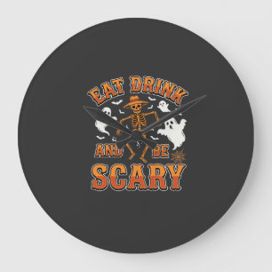 Halloween Eat Drink Be Scary Ghost Design_1 Large Clock
