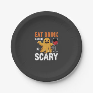 Halloween Eat Drink Be Scary Ghost Design_1 Paper Plate