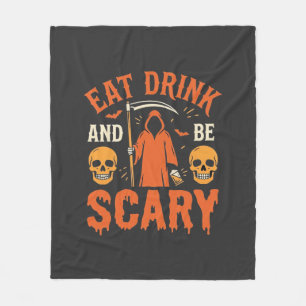 Halloween Eat Drink Be Scary Reaper Design_1 Fleece Blanket