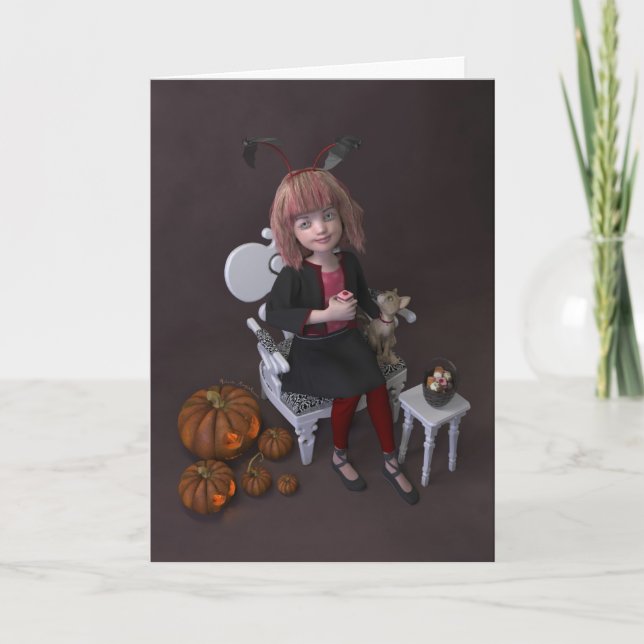Halloween. Eating sweets. Holiday Card (Front)