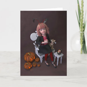 Halloween. Eating sweets. Holiday Card