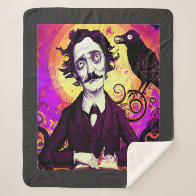 Halloween, Edgar Allen Poe, Raven, Nevermore  Flee Sherpa Blanket (Front)