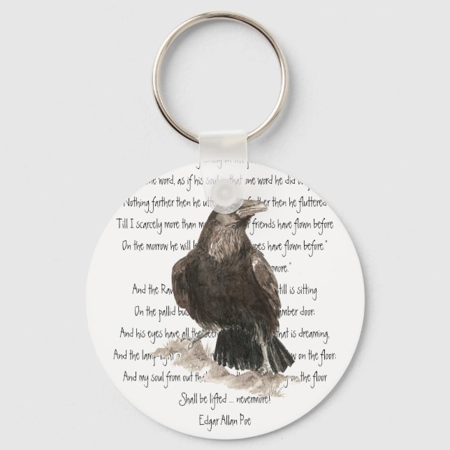 Halloween, Edgar Allen Poe, Raven, Nevermore Key Ring (Front)