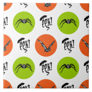 Halloween Eek Bats and Spiders Pattern Tile