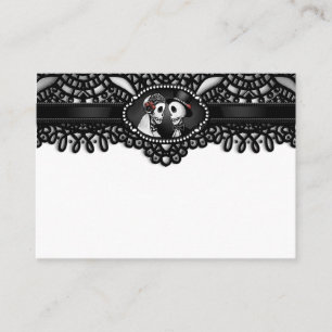 Halloween Elegant Black White Skeleton BLANK Place Card